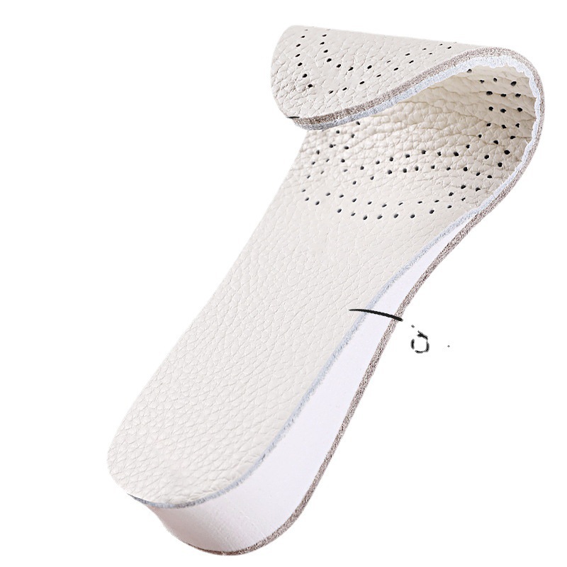 Insole de elevación de cuero de vaca, almohadilla de zapato deportivo de cuero de vaca, almohadilla elástica de elevación de mujer para hombres
