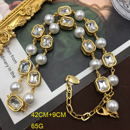 Second-hand real gold-plated necklace bracelet, glass pearl double-sided faceted gemstone necklace, clavicle chain, versatile bracelet
