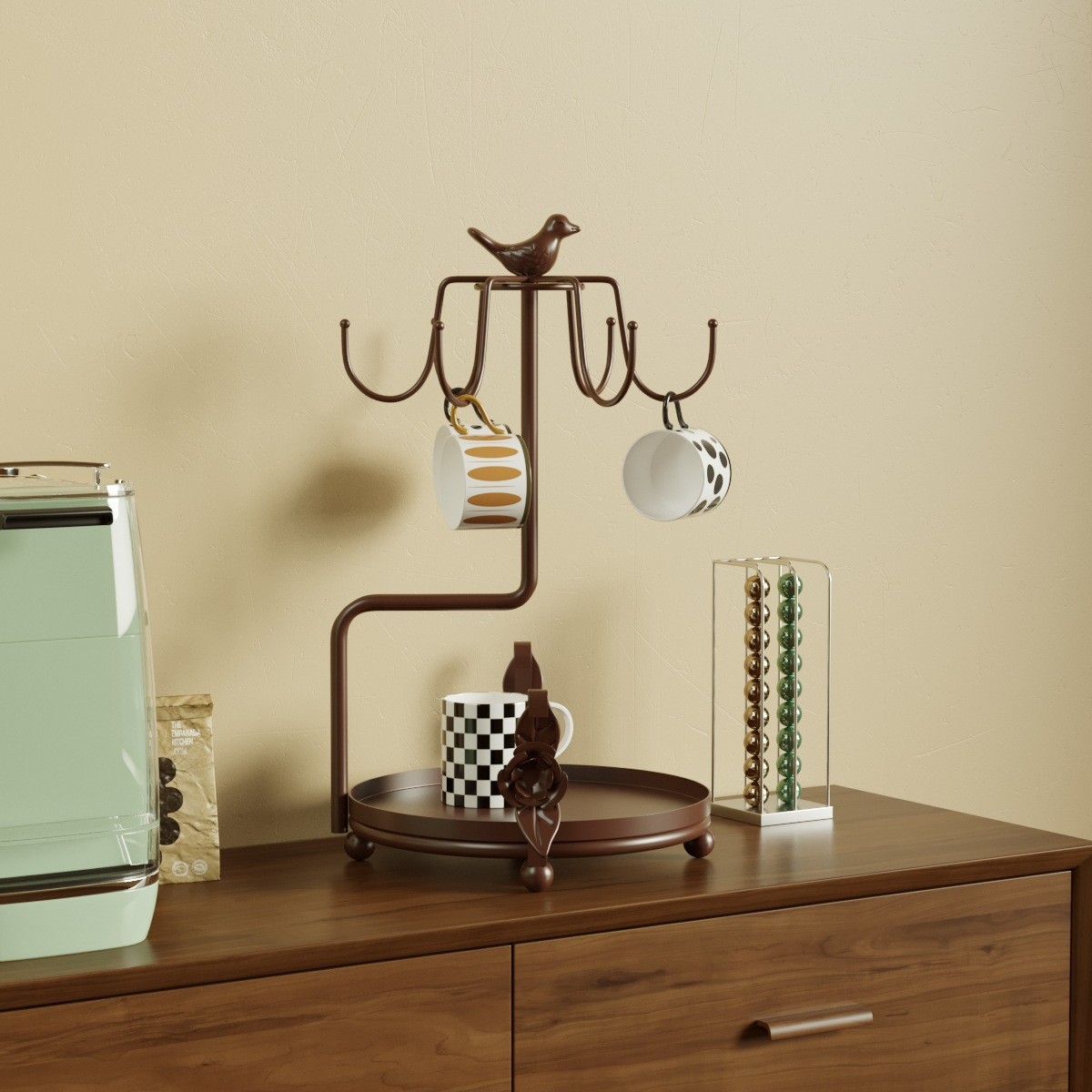 현대 건조 컵 홀더 트레이 유리 찻잔 보관 선반 거실 주방 보관 랙을 가진 가정용 차 컵 홀더