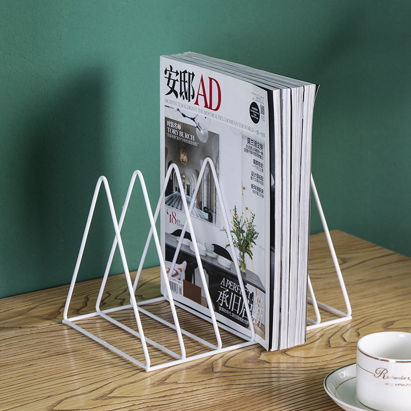 桌上小書架桌面置物架鐵藝書夾書靠書立創意ins風小型雜誌收納架