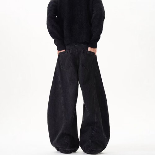 Vintage Wide Leg Bifurcation Jeans for Men - Autumn/Winter Trend Brand Straight Leg Loose Casual Wide Leg Long Pants