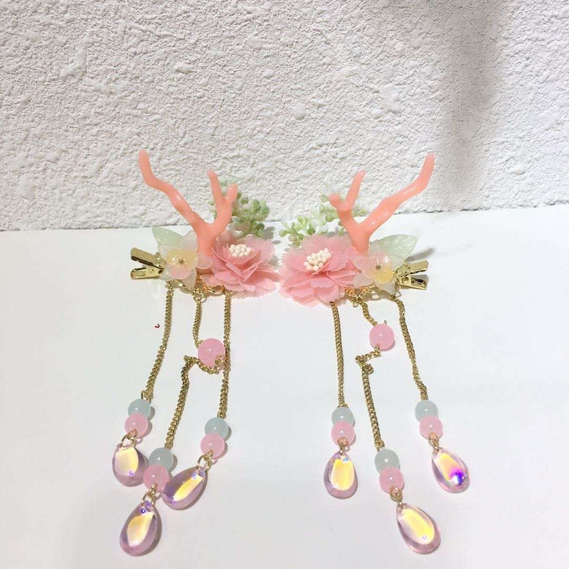 Pink deer horn+pink flower (shoot 2 is a pair)