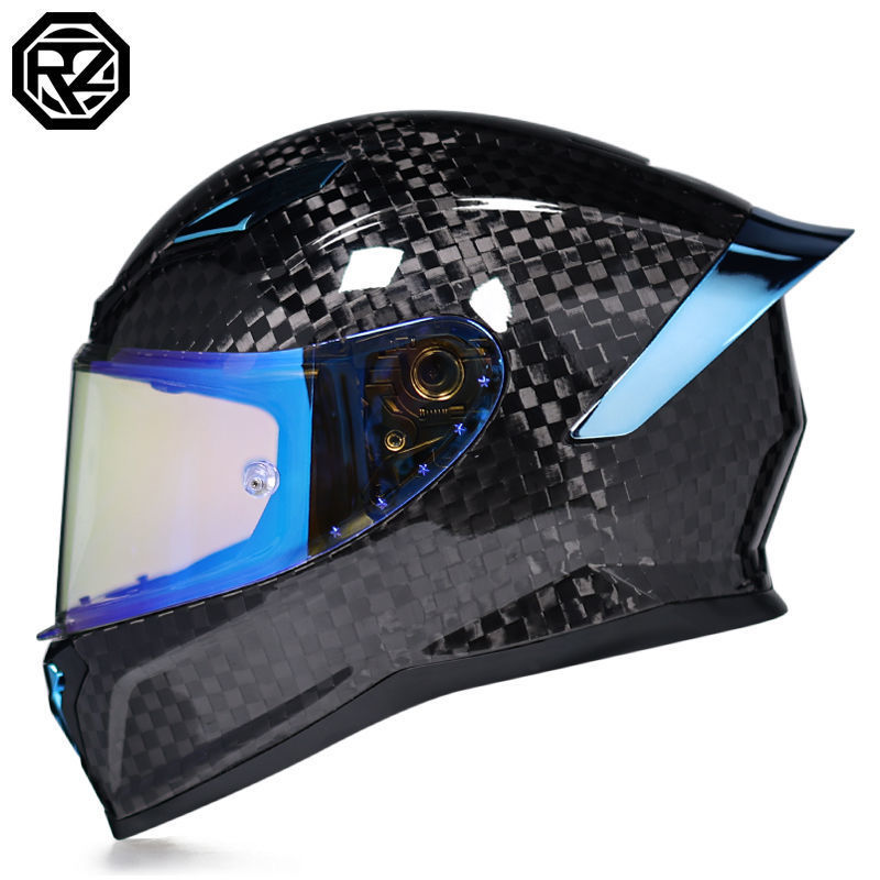 ORZ motocicleta de casco completo de fibra de carbono para hombres y mujeres