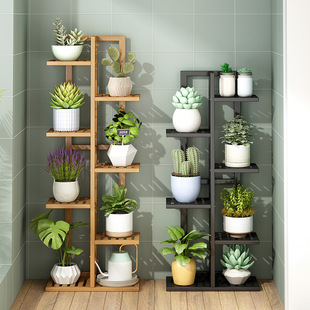 Flower Shelf Balcony Garden Flower Pot Rack Modern Simple Solid Wood Multi-layer Indoor Living Room Storage Rack Green Lover Meat Rack