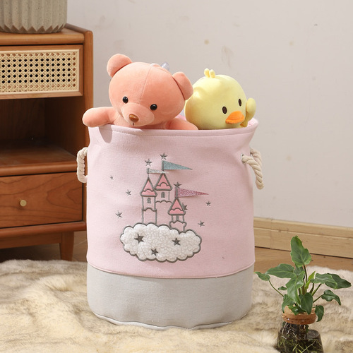 Dancing Girl Round Fabric Storage Basket Thickened Large Dirty Clothes Basket Home Organizing Storage Bag 1443