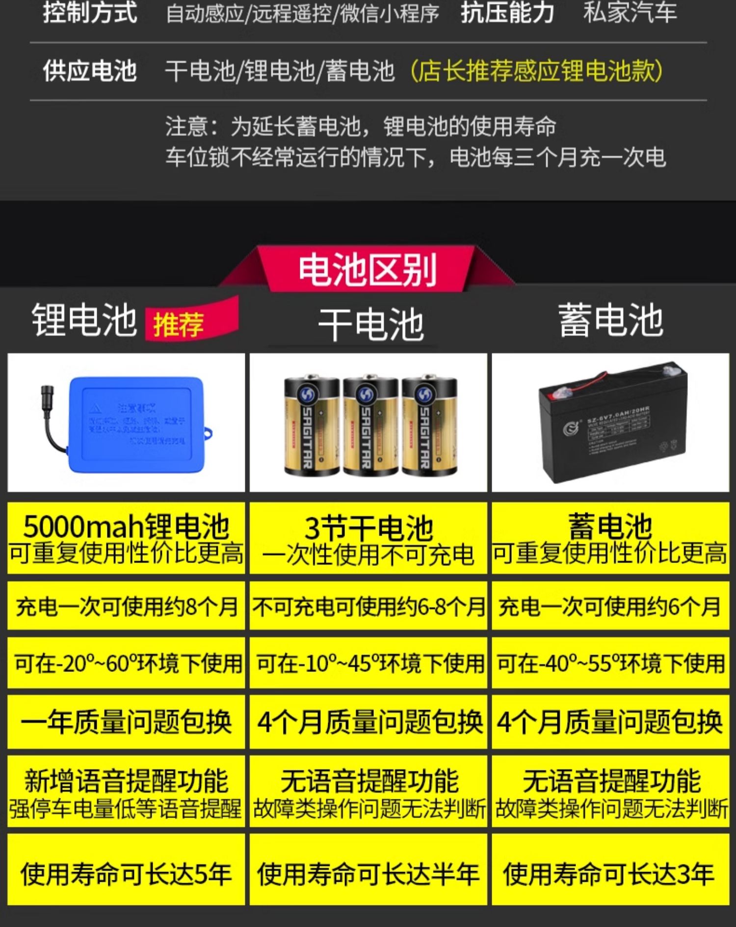 Huangchi intelligent induction remote control parking space ground lock thickened anti-collision parking space anti-occupation artifact hole-free parking pile