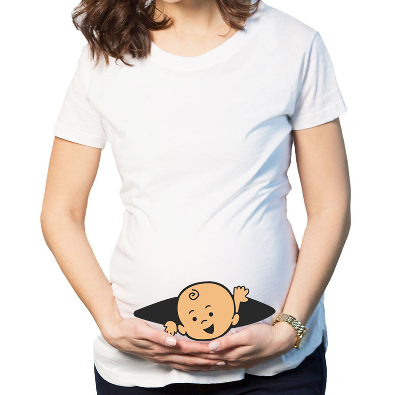 2023 European and American wish New Summer Pregnant Women Doll Printed T-shirt Large Size Pregnant Women's Mother Short Sleeve T-shirt Top