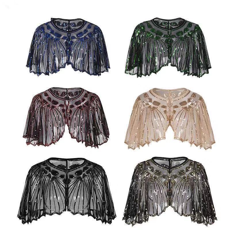 1920S Retro Sequin Beaded Shawl Women's Dress Small Waistoutwear Versatile Small Outwear European and American Amazon Cross-Border