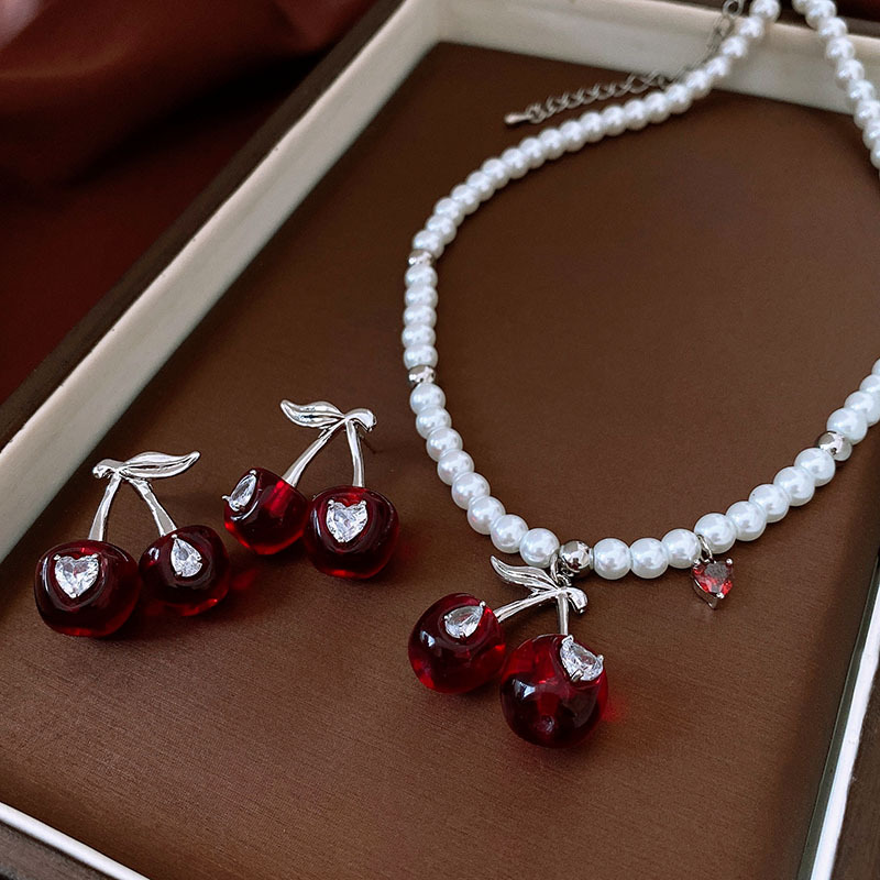 Real gold electroplated cherry love pearl necklace