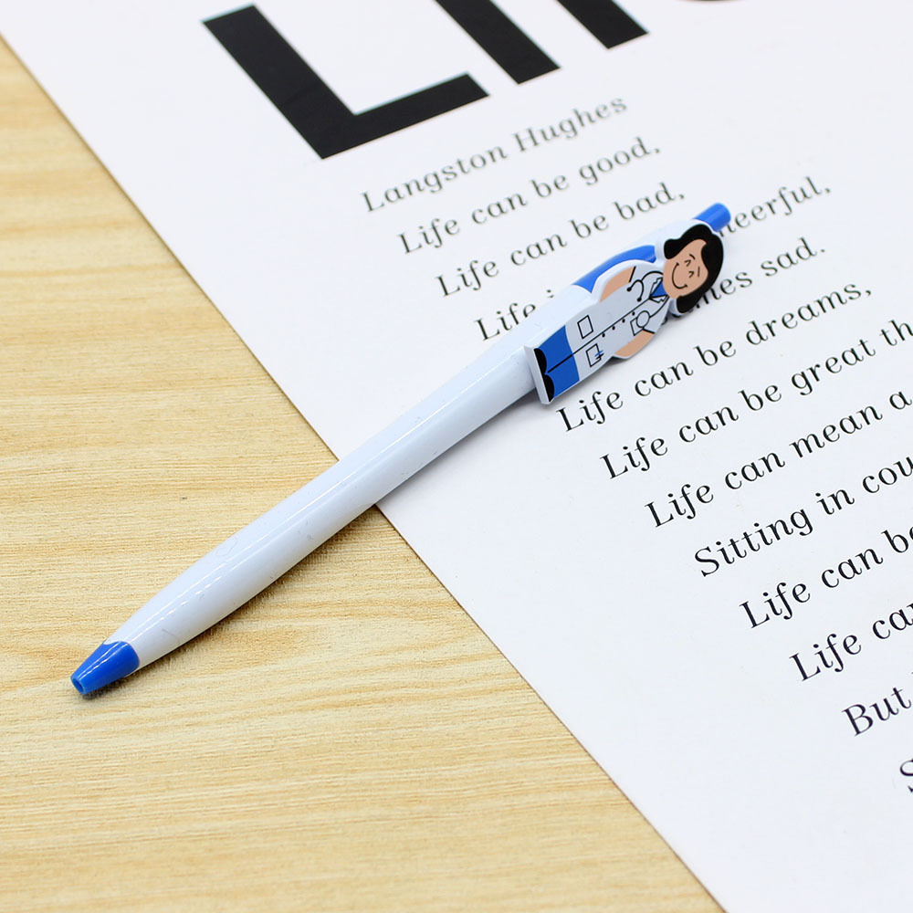Papelería creativa, médico, enfermera, patrón, portalápices, prensa, bolígrafo de plástico, impresión de personajes de dibujos animados, bolígrafo publicitario