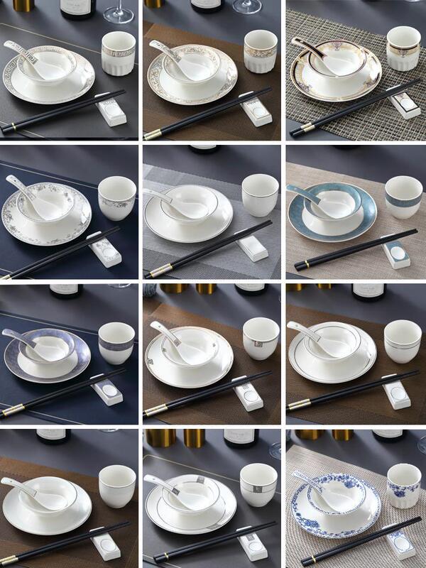 Hotel Table Tableware suit Ceramic Restaurant Hotel Dishes Bowl Chopsticks Banquet Plate Four-piece Phnom Penh Plate Spoon