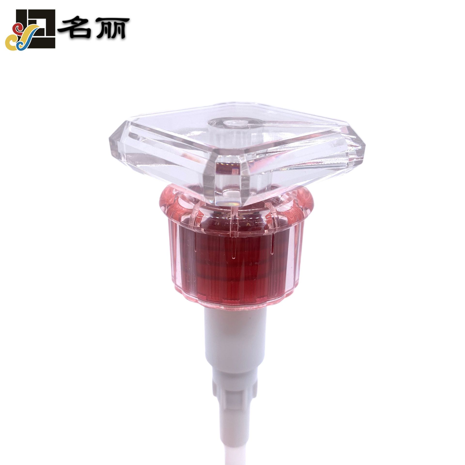 28/410亚克力正方形头帽新款洗护包装塑料瓶用鸭嘴压头出液泵头