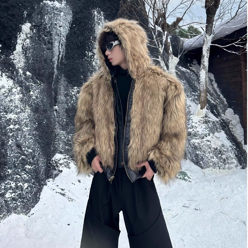 2024 новый стиль с капюшоном красивый уличный американский экологически чистый мех