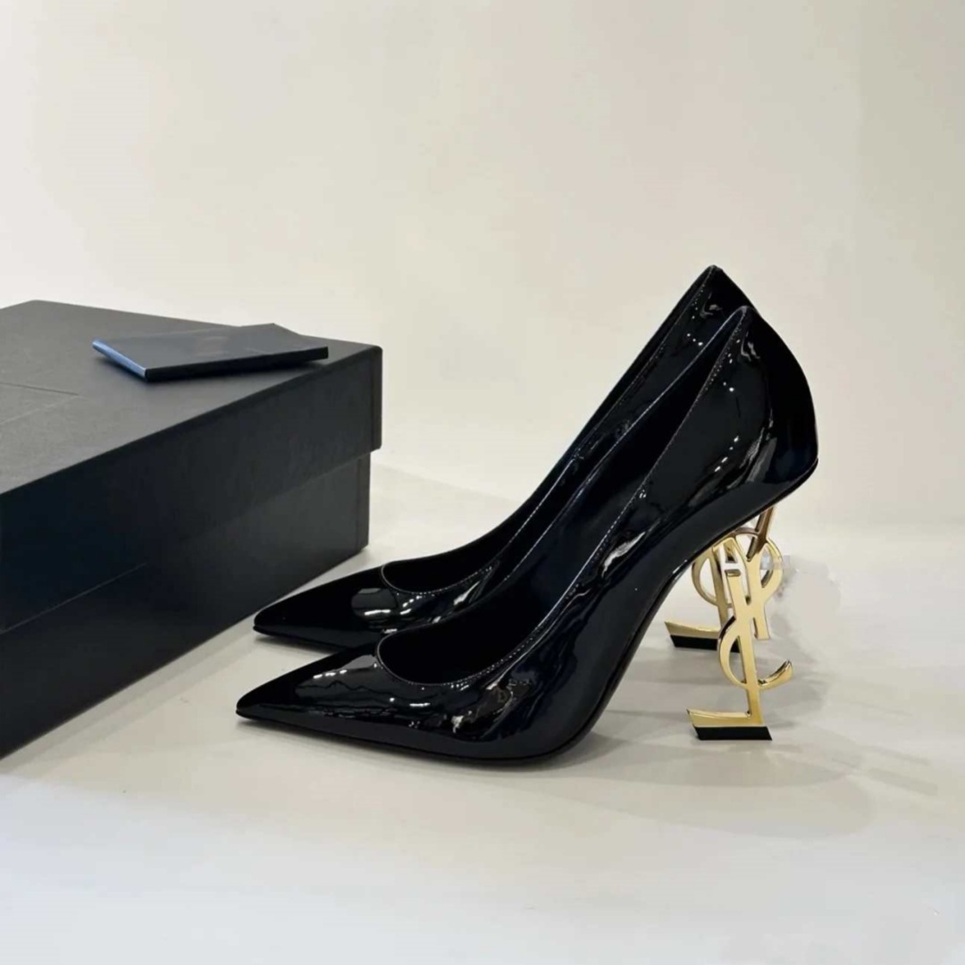 Fashionable golden high heels
