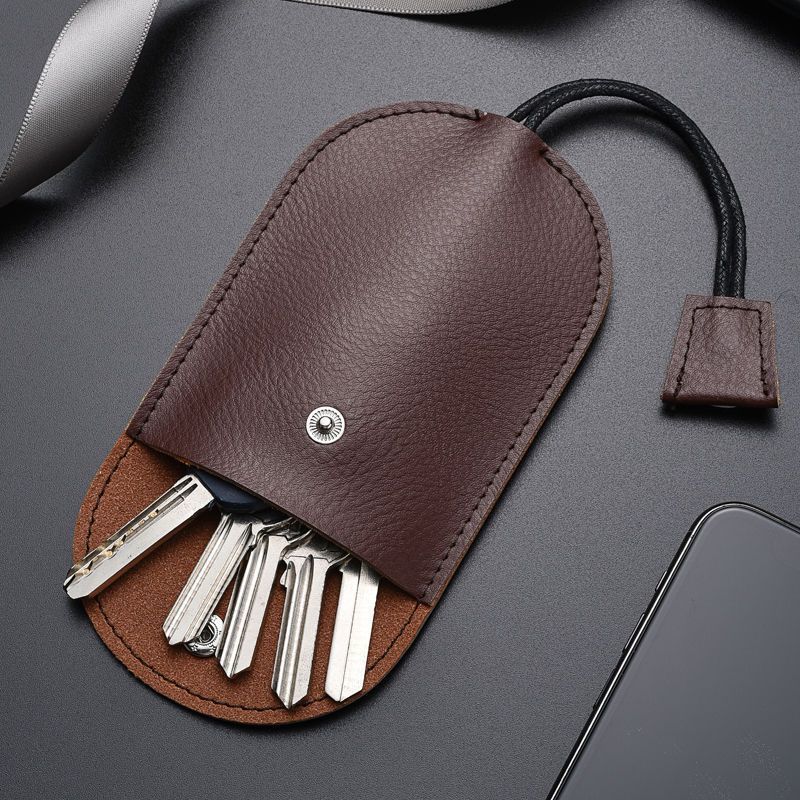 New Soft Leather Multifunctional Key Bag Pull-Out Compact Simple Key Bag Large Capacity Men's and Women's Car Key Bag