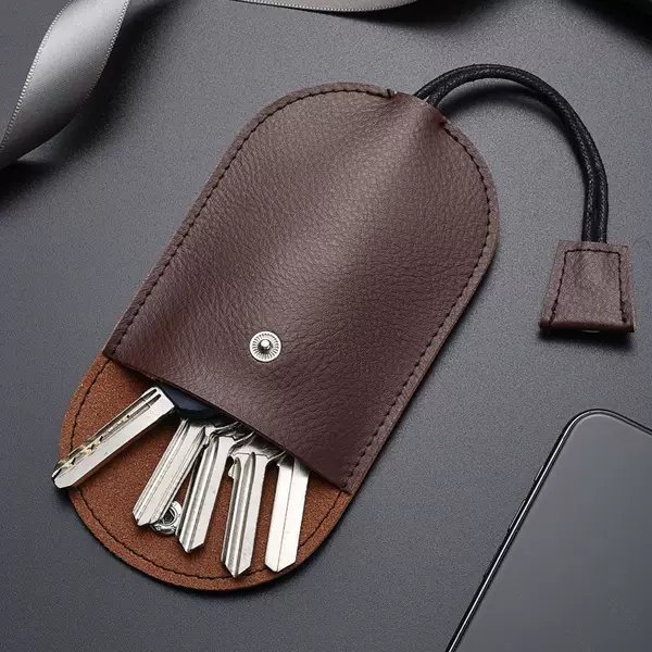 New Soft Leather Multifunctional Key Bag Pull-Out Compact Simple Key Bag Large Capacity Men's and Women's Car Key Bag