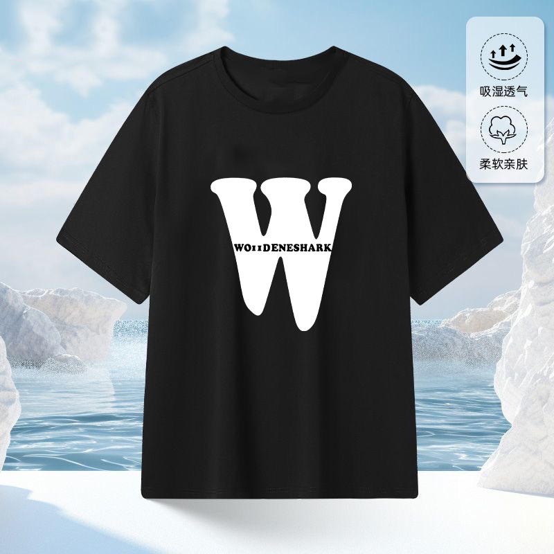Letras W comercio exterior explosión impresa camiseta de manga corta diseño creativo pareja camiseta de verano suelta camiseta mujer