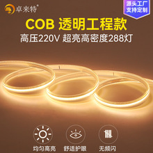 新款COB超亮220v柔性灯带家用自粘高压cob硅胶户外防水露营软灯条