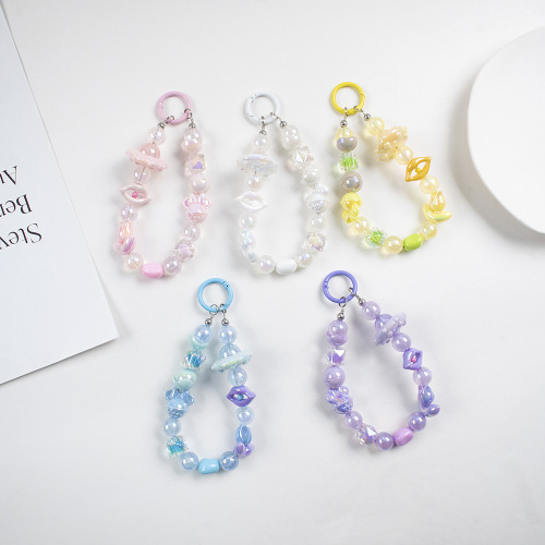 INS New Mermaid Charm Beaded Lip Phone Chain Pendant Earphone Case Charmer Student Gift Girl Heart