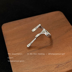 Personal Sweet-Cool Style~ Liquid Creative Design Adjustable Ring Finger Ring Factory Supply Silver Ring