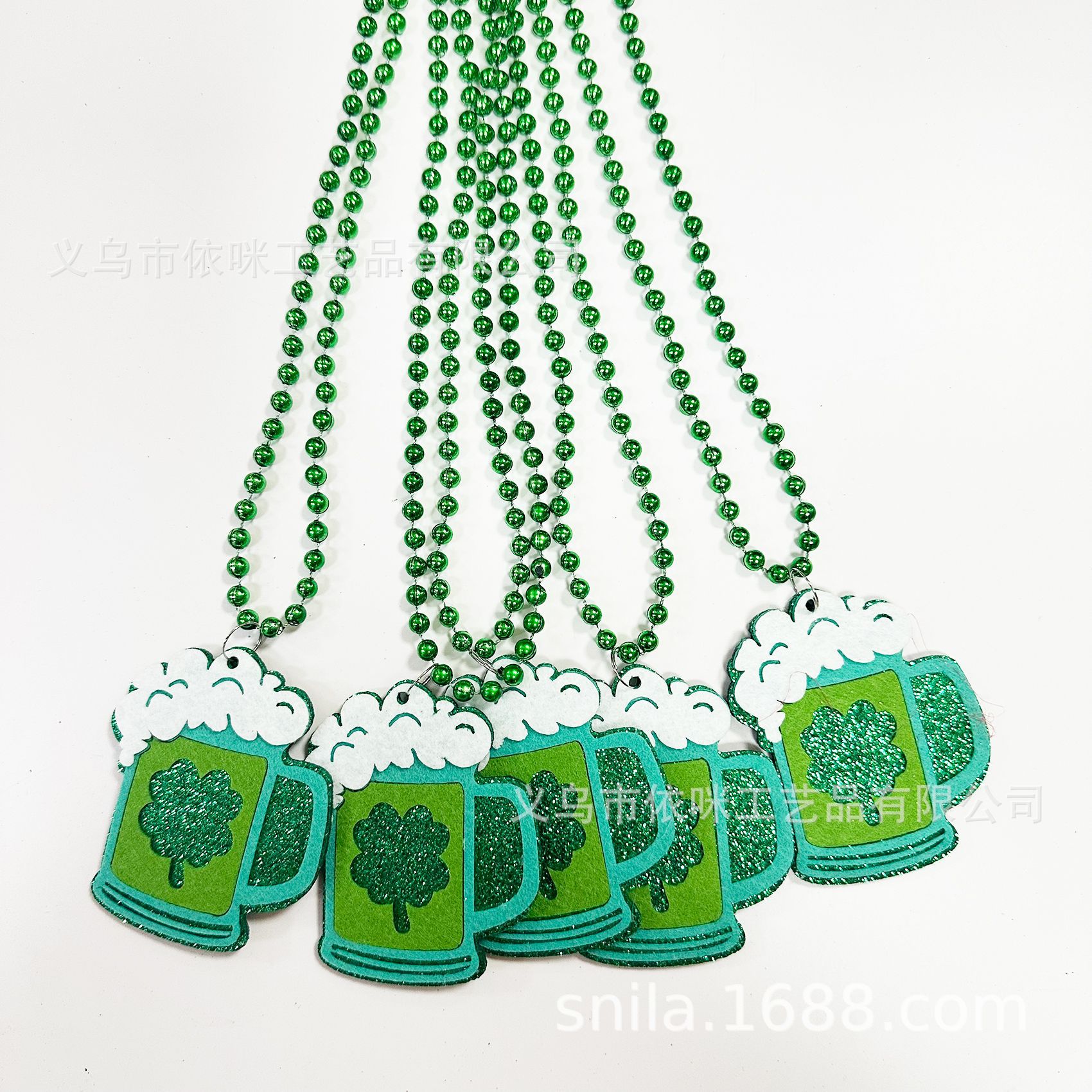 Collar de San Patricio Collar de día de Irlanda Cadena de cuentas de trébol Festival Carnaval Fiesta Cadena de cuentas Exclusivo transfronterizo