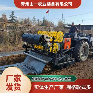 大蒜洋葱铺膜打孔一体机 大田蔬菜种植覆膜打孔一体农业机械厂家
