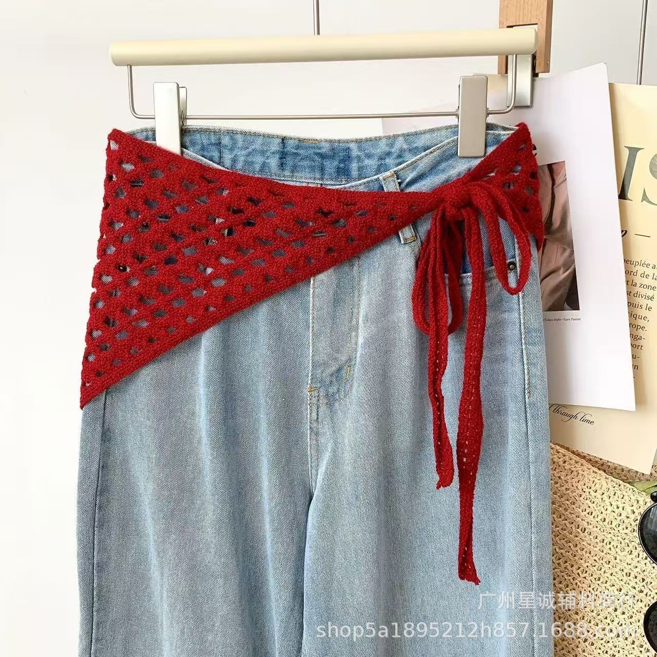 Korean-Style Spring New Fashion Tassel Fringe Lace-Up Skirt with Hollow-Out Design, Stylish and Versatile for Trendy Girls