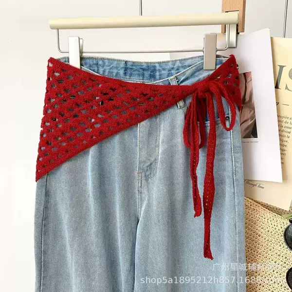 Korean-Style Spring New Fashion Tassel Fringe Lace-Up Skirt with Hollow-Out Design, Stylish and Versatile for Trendy Girls