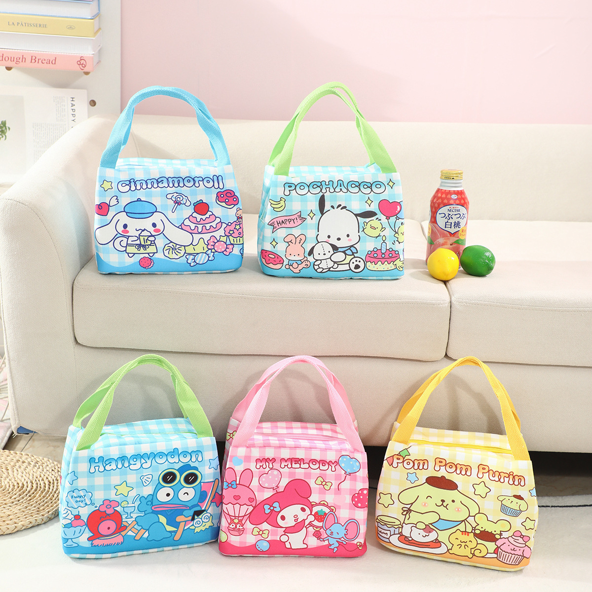 Japanese-Style Pochacco Children's Lunch Bag Insulated Bag Student Lunch Bag Kuromi Portable Bento Bag