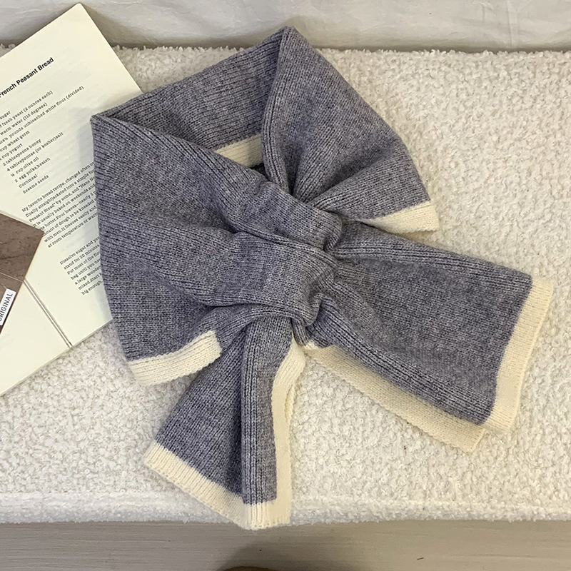 Bufandas de invierno para mujeres calientes estilo coreano universal simple color cruzado perezoso punto collar bufandas de cuello