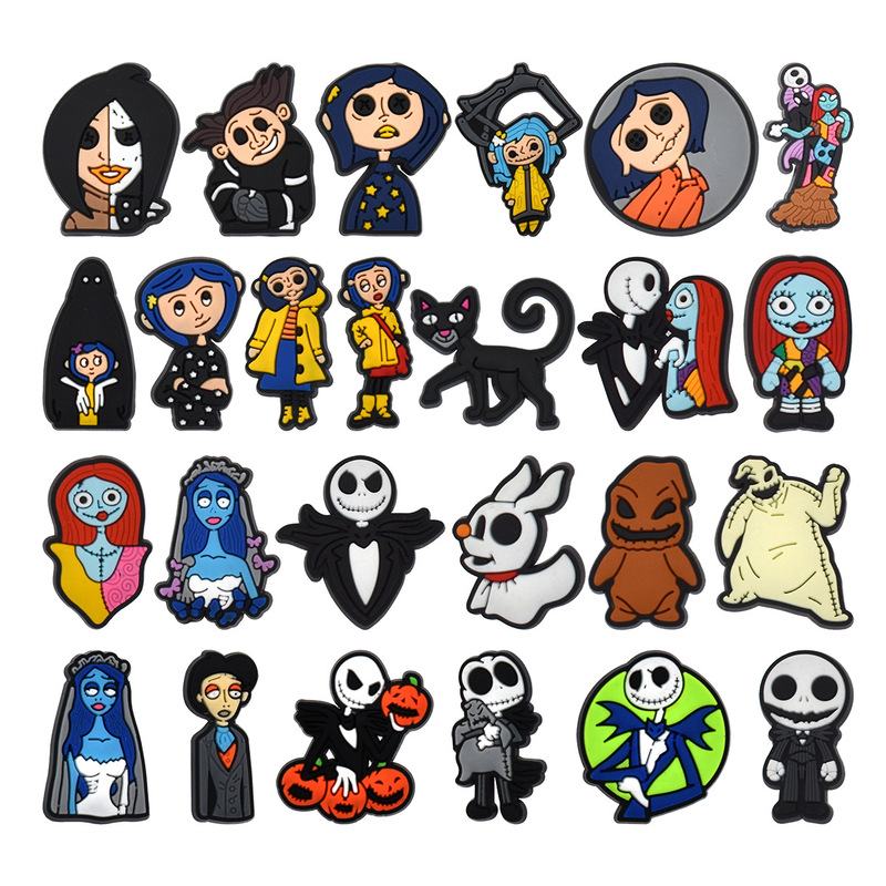 Cross-Border Halloween Series Ghost Mom Shoes Flower Hole Shoe Accessories Pvc Soft Glue DIY Removable Shoe Buckle Accessories