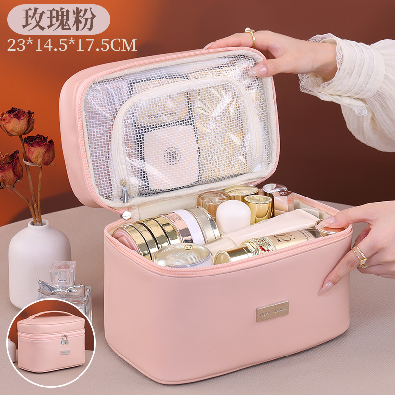 Bolsa de maquillaje de división para mujeres 2025 nuevo paquete de maquillaje de alta gama de gran capacidad bolsa de almacenamiento portátil de viaje bolsa de lavado de mano