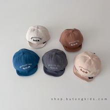日系复古儿童字母刺绣灯芯绒软沿棒球帽春秋季小童宝宝防晒鸭舌帽