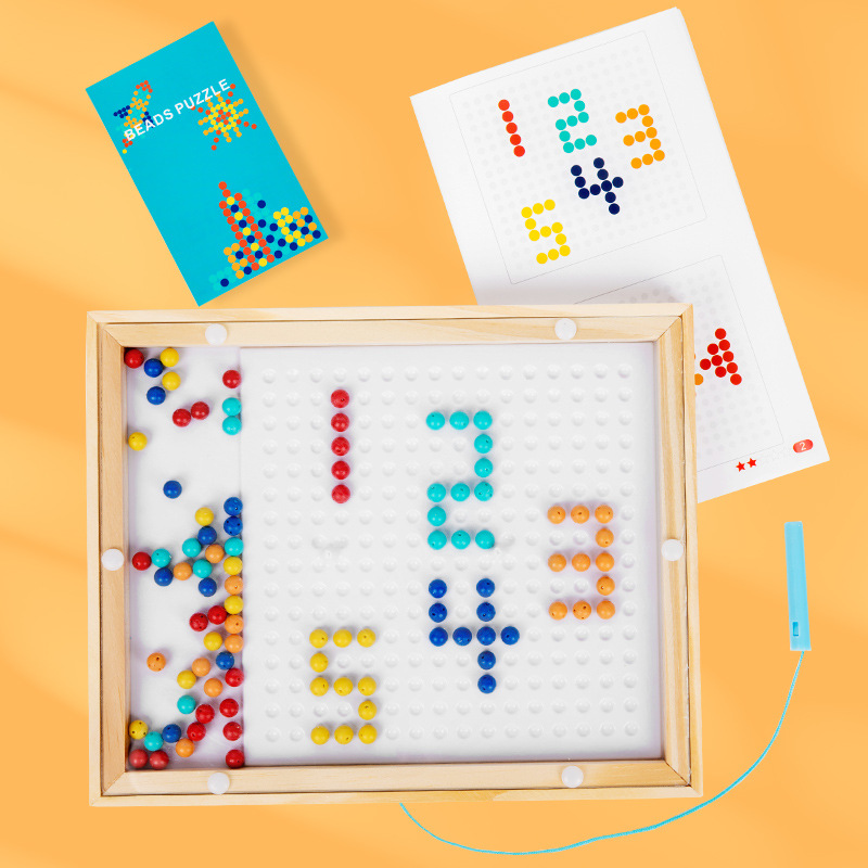 Juguetes educativos de madera para niños, iluminación para bebés, educación temprana, bolas, bloques de construcción, clips, cuentas, rompecabezas creativo magnético