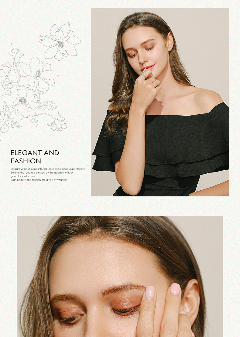 Fashion Round Silver Plating Inlay Turquoise Rings 1 Piece