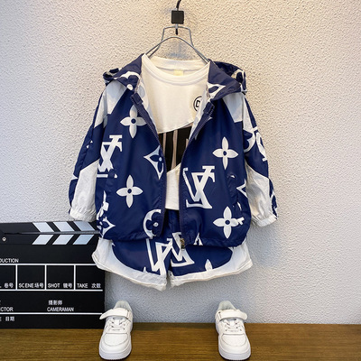 兒童套裝男童防曬衣薄款外套夏季2021新款寶寶帥氣夏裝短褲兩件套