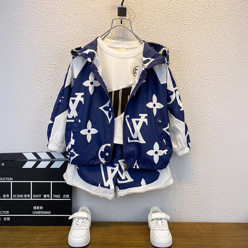 兒童套裝男童防曬衣薄款外套夏季2021新款寶寶帥氣夏裝短褲兩件套