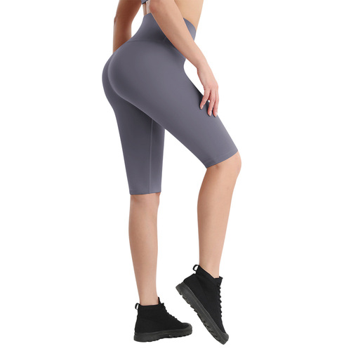 Amazon cross-border yoga five-point pants for women high-waisted nude quick-drying fitness shorts running sports tight pants