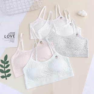 Girls' Bra Junior High School Underwear Female High School Students Fixed Cup Breathable Shockproof Girls' Puberty Sports Vest