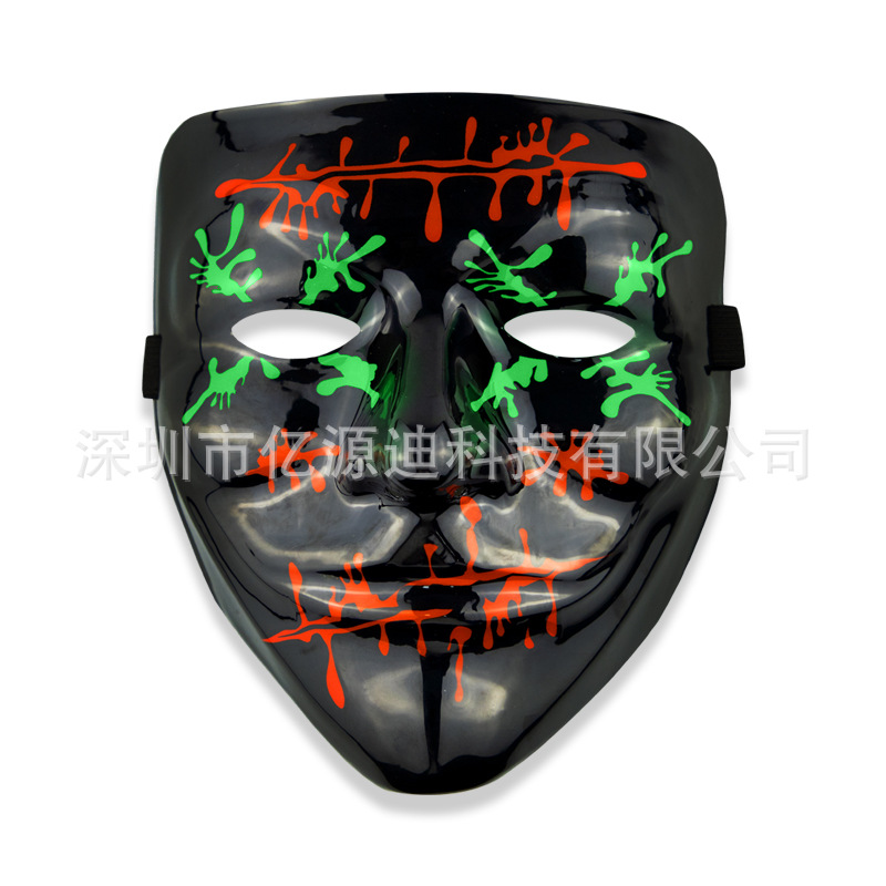 Halloween Masks,Grimace prop fluorescence terror luminescence Whole new pattern luminescence children green black