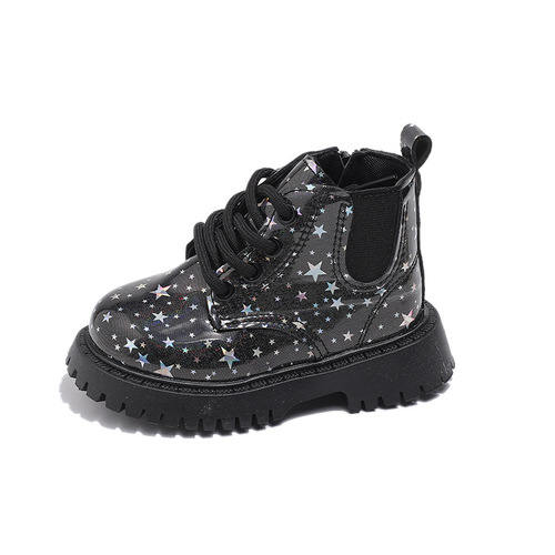 Autumn new arrival kids' shoes: girls' shiny leather fashion Martin boots, Korean-style low-cut versatile ankle boots—hot-selling!