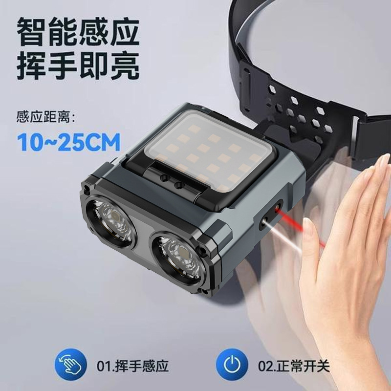 Transfronterizo nuevo faro de inducción Luz de pesca nocturna al aire libre luz de la tapa del clip luz de la bicicleta montada en la cabeza iluminación de emergencia