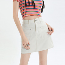 2023夏季脏粉色复古蓝显瘦百搭防走光牛仔短裙女(有内衬)skirts