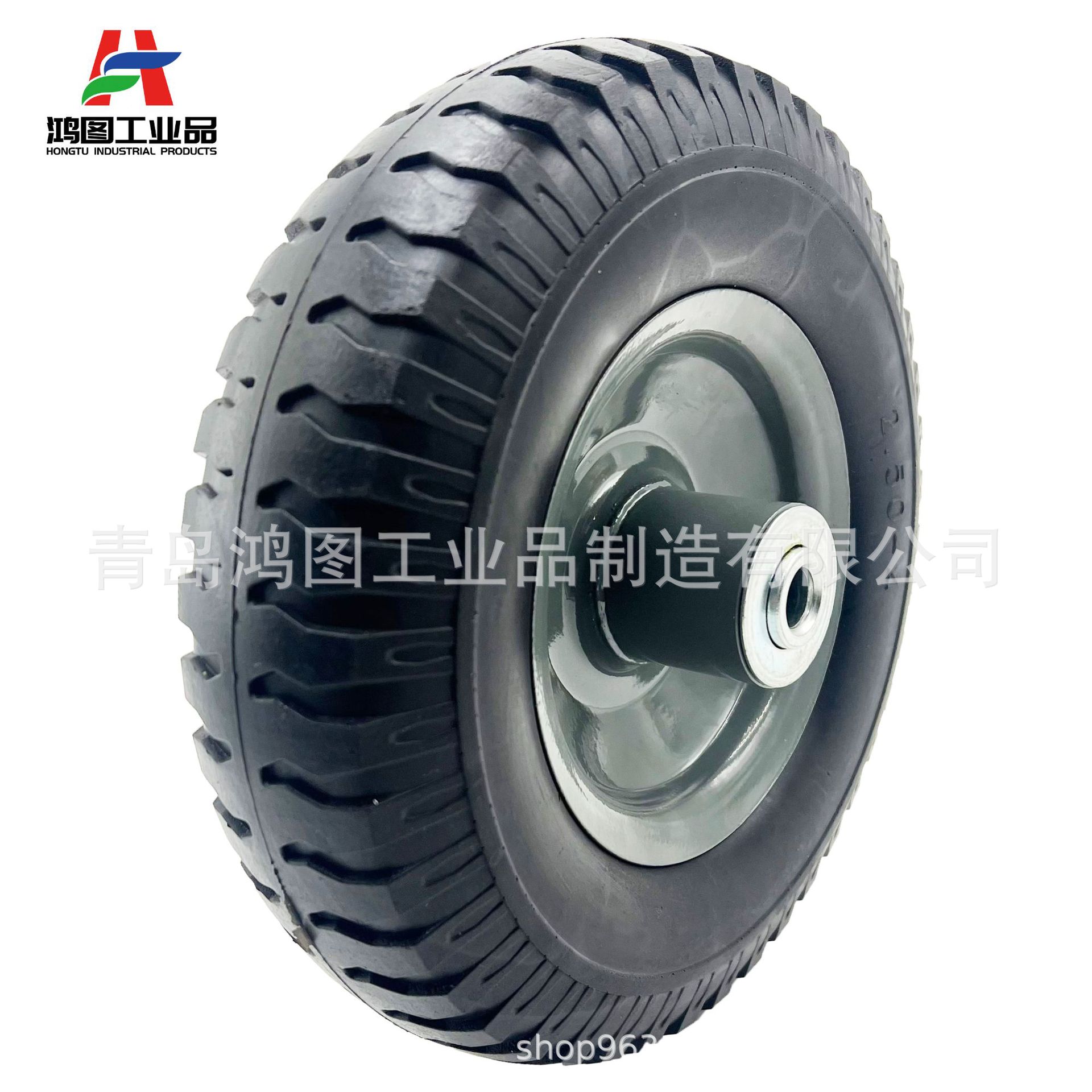 8英寸2.50-4 PU发泡轮胎暖风器脚轮环保免充气货仓车实心发泡轮子