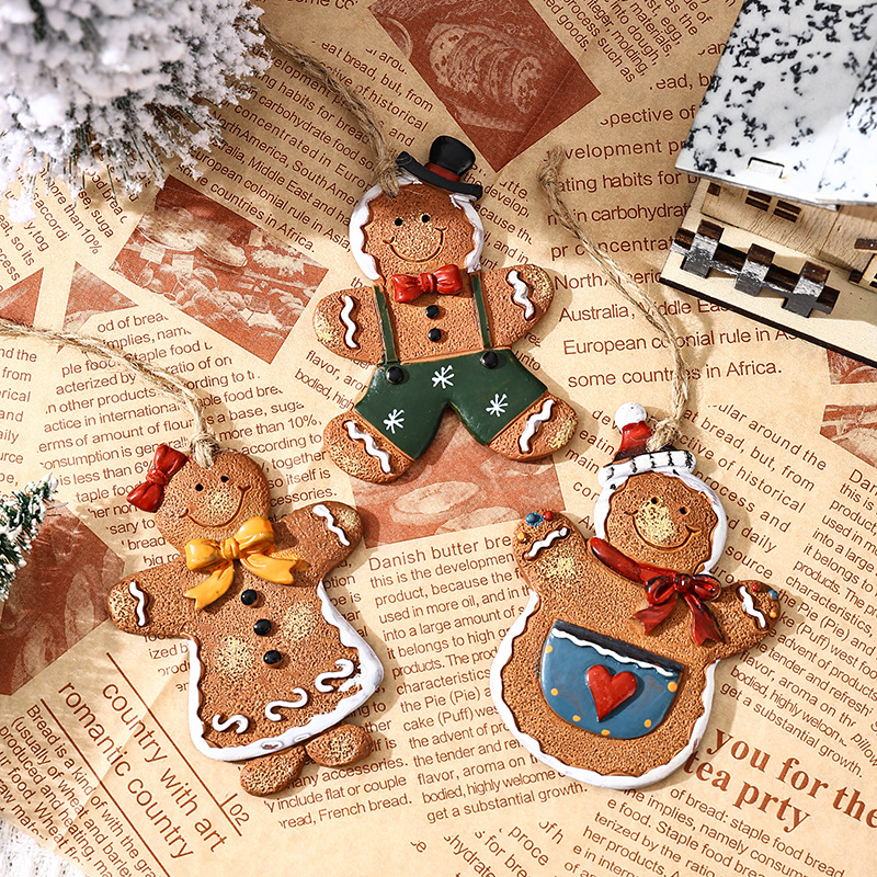 50g Weight pendant Home Textiles & Decor Type Hanging Ornaments Event & Party Supplies 1 Piece Quantity Party, Festival Occasion Resin Material Christmas Festival Gingerbread Pattern Cute Style Christmas Cute Gingerbread Resin Party Festival Hanging Ornaments 8