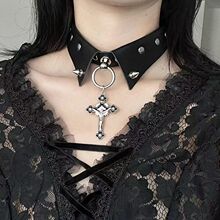 甜酷铆钉十字架假领项圈暗黑哥特朋克choker颈链辣妹高颜值锁骨链