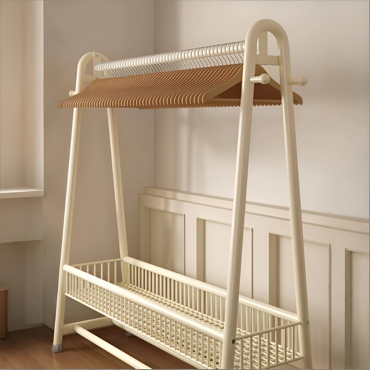 Removable simple coat rack floor-standing bedroom home clothes…