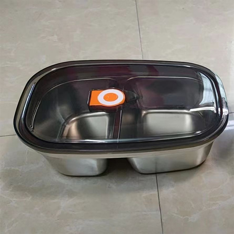 Caja de plato de acero inoxidable placa cuadrada placa multiusos cocina refrigerador crujiente vegetal olla caliente plato de lado caja de picnic