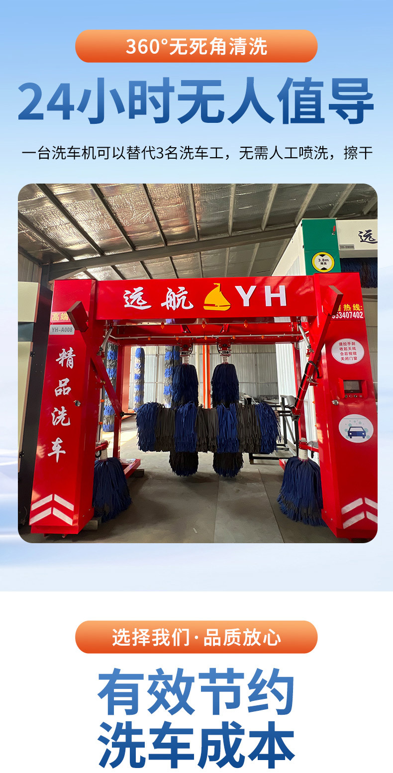 Portal-Type Fully Automatic Car Wash Machine, Commercial Car Wash Room Equipment, Contactless Intelligent Reciprocating Car Wash Machine