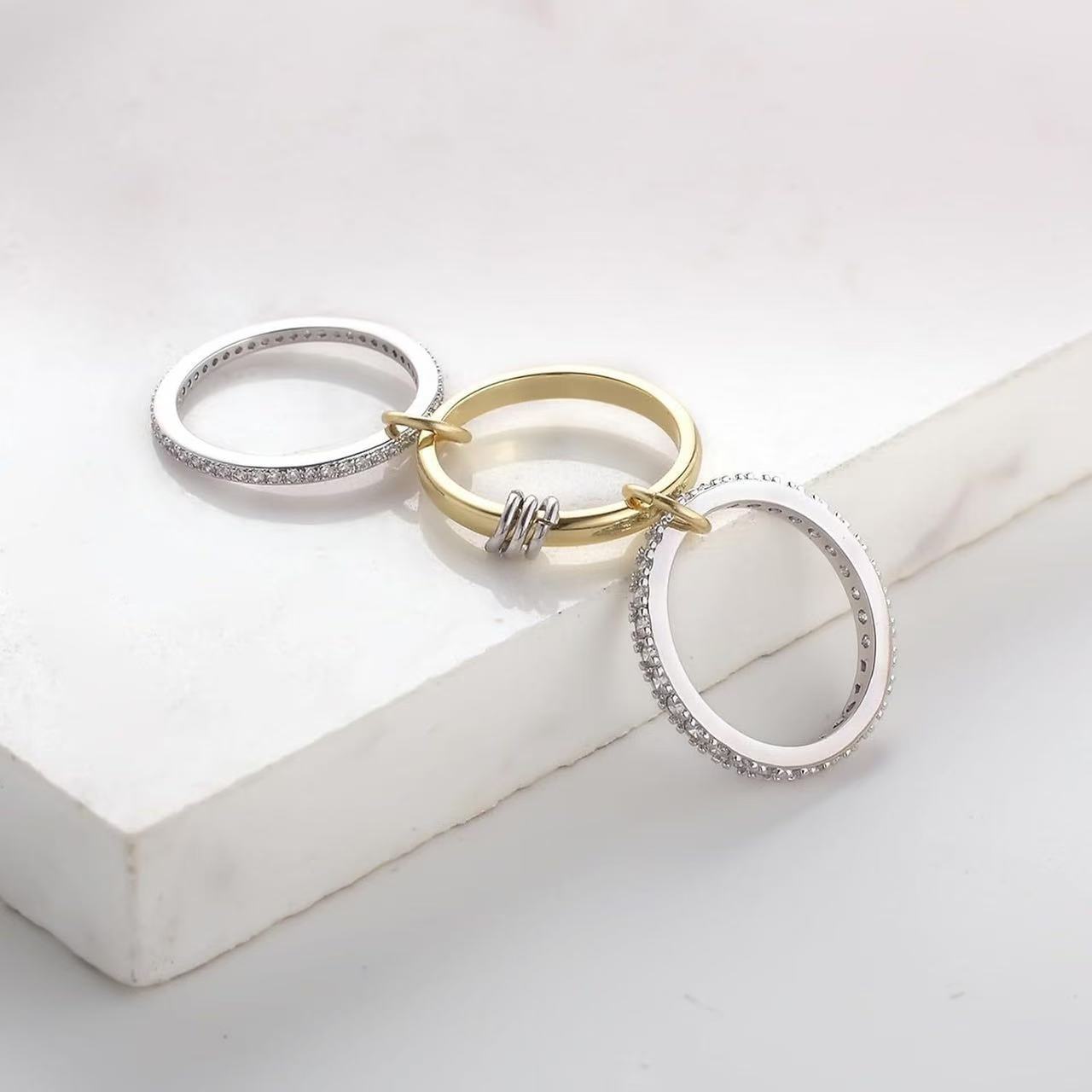 All Seasons Season Wholesale Jewelry Novelty Geometric Titanium Steel Zircon Rings